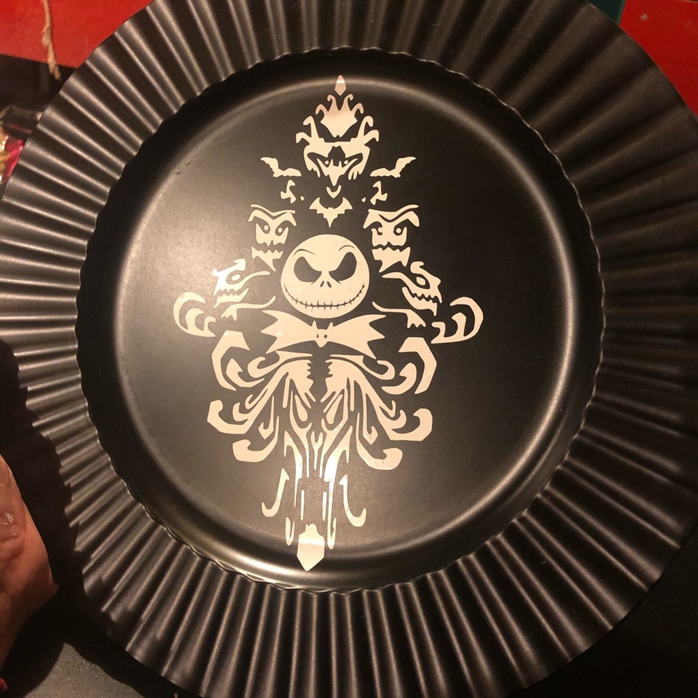 Set of 2 NBC Charger Plates. Handmade with vinyl. Not for food consumption